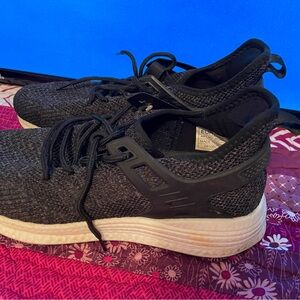 Black Knit Sneakers with White Soles